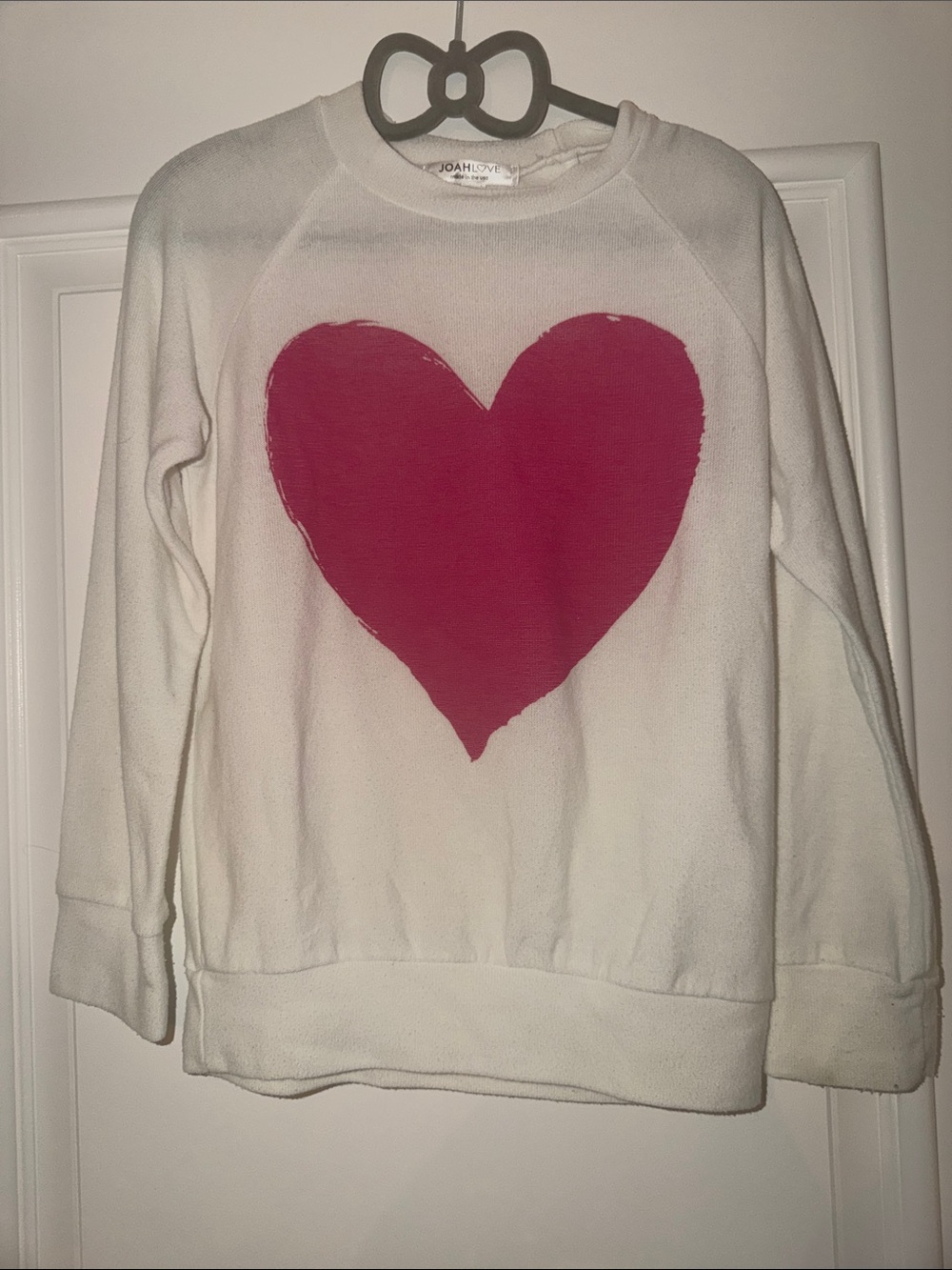 JOAH LOVE Kids White Sweatshirt with Pink Heart